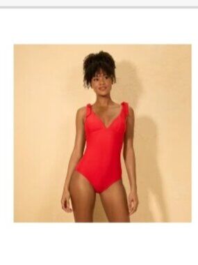NEW Bright Red Tie Shoulder Shade and Shore Swimsuit